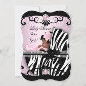 Afrikanisch-amerikanische Babydusche Girl Pink Zeb Einladung (Vorderseite)