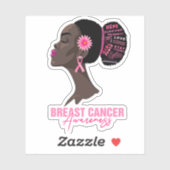 Afrikanisch-amerikanische Brustkrebserklärerin Aufkleber (Blatt)