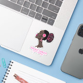 Afrikanisch-amerikanische Brustkrebserklärerin Aufkleber (Laptop mit iPhone)