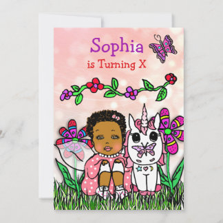 Afrikanisch-Amerikanische Fairy Birthday Einladung