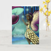 Afrikanisch-amerikanische Fairy Birthday Karte (Gelbe Blume)