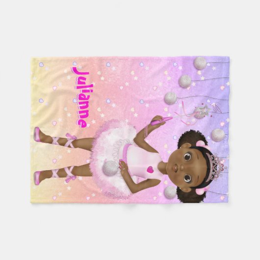 Afrikanisch-Amerikanische Fairy Princess Ballerina Fleecedecke (Vorderseite (Horizontal))