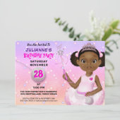 Afrikanisch-Amerikanische Fairy Princess Birthday Einladung (Stehend Vorderseite)