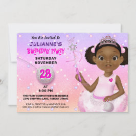 Afrikanisch-Amerikanische Fairy Princess Birthday Einladung