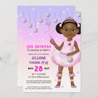 Afrikanisch-Amerikanische Fairy Princess Birthday Einladung