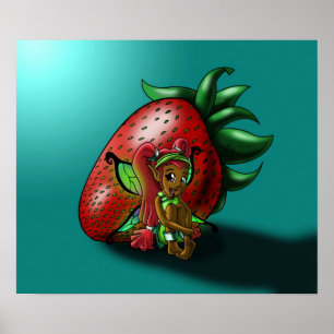 Afrikanisch-Amerikanische Fairy und Erdbeere Poster