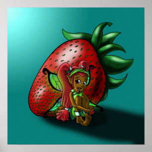 Afrikanisch-Amerikanische Fairy und Erdbeere Poster