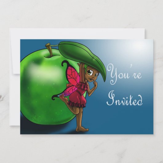Afrikanisch-Amerikanische Fairy und Grüner Apple z Einladung (Vorderseite)