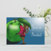Afrikanisch-Amerikanische Fairy und Grüner Apple z Einladung (Stehend Vorderseite)