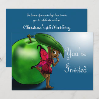 Afrikanisch-Amerikanische Fairy und Grüner Apple z Einladung