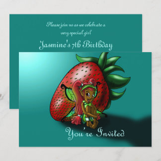Afrikanisch-Amerikanische Fairy und Strawberry Bir Einladung