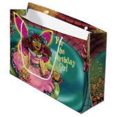 Afrikanisch-amerikanische Fairy und Water Lilies Große Geschenktüte (Vorderseite Schrägansicht)