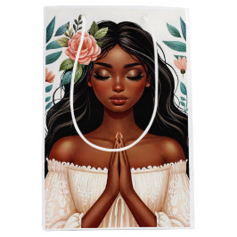 Afrikanisch-amerikanische Frau beten Mittlere Geschenktüte