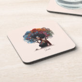 Afrikanisch-amerikanische Frau mit baumgeschmückte Getränkeuntersetzer (Linke Seite)