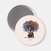 Afrikanisch-amerikanische Frau mit baumgeschmückte Magnet (Vorderseite/Rückseite)