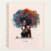 Afrikanisch-amerikanische Frau mit baumgeschmückte Planer (Vorderseite)