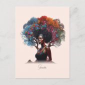 Afrikanisch-amerikanische Frau mit baumgeschmückte Postkarte (Vorderseite)