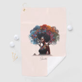 Afrikanisch-amerikanische Frau mit farbenfrohen Bä Golfhandtuch (Insitu)