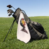 Afrikanisch-amerikanische Frau mit geblümtem Afro- Golfhandtuch (Gras)