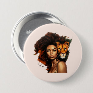 Afrikanisch-amerikanische Frau mit Majestic Lion Button