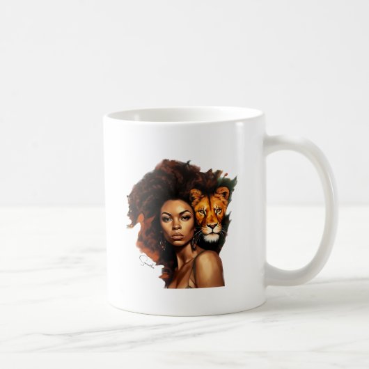 Afrikanisch-amerikanische Frau mit Majestic Lion Kaffeetasse (Rechts)