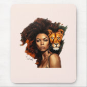 Afrikanisch-amerikanische Frau mit Majestic Lion Mousepad (Vorne)
