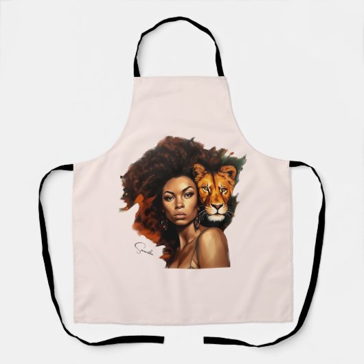 Afrikanisch-amerikanische Frau mit Majestic Lion Schürze (Vorderseite)