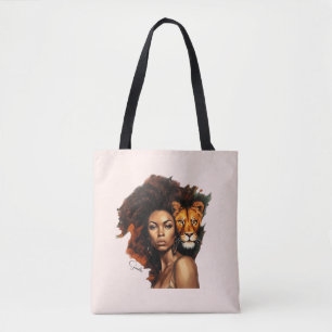 Afrikanisch-amerikanische Frau mit Majestic Lion Tasche