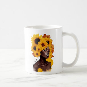 Afrikanisch-amerikanische Frau mit Sonnenblume Afr Kaffeetasse