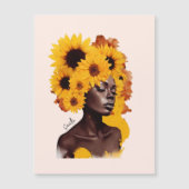 Afrikanisch-amerikanische Frau mit Sonnenblume Afr Magnetkarte (Vorderseite)