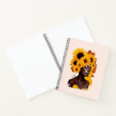 Afrikanisch-amerikanische Frau mit Sonnenblume Afr Notizblock (Innenseite)