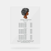 Afrikanisch-Amerikanische Friseursalons - Preise u Acrylschild (Vorderseite)
