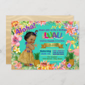 Afrikanisch-Amerikanische Girl Hawaiian Luau Birth Einladung (Vorne/Hinten)