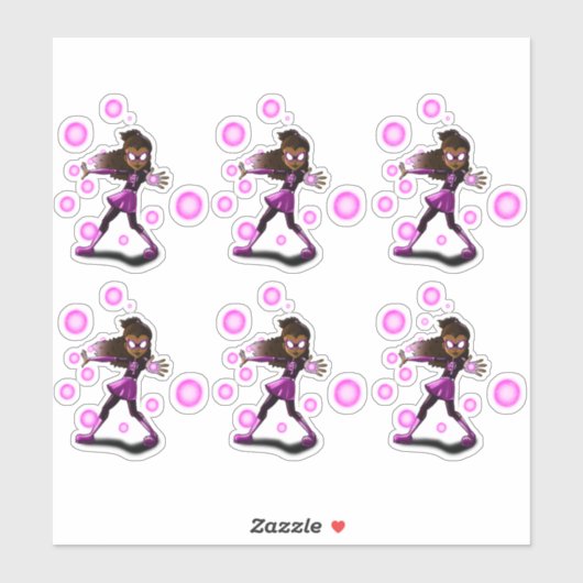 Afrikanisch-Amerikanische Girl Superhero Aufkleber (Blatt)