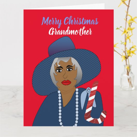 Afrikanisch-amerikanische Großmutter Frohe Weihnac Karte (Gelbe Blume)