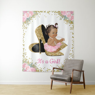 Afrikanisch-amerikanische High Heel Baby Dusche Hi Wandteppich