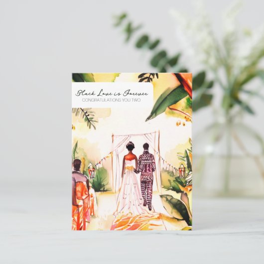 Afrikanisch-Amerikanische Hochzeit Postkarte (Stehend Vorderseite)
