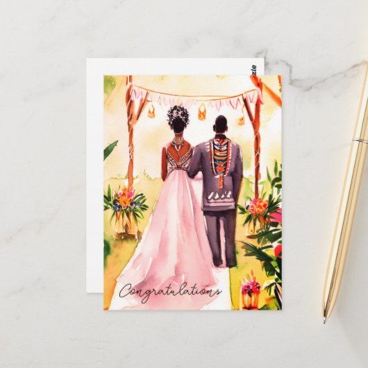 Afrikanisch-Amerikanische Hochzeit Postkarte (Vorderseite/Rückseite Beispiel)