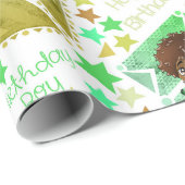 Afrikanisch-amerikanische Jungen zum Geburtstag Geschenkpapier (Rolleneckpunkt)