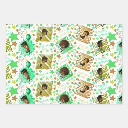 Afrikanisch-amerikanische Jungs im weißen Hintergr Geschenkpapier Set (Vorderseite)