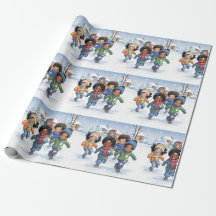 Afrikanisch-amerikanische Kinder im Schnee