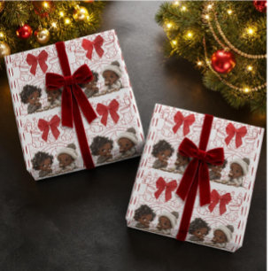 Afrikanisch-amerikanische Kinder und Cookies Weihn Geschenkpapier