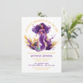 Afrikanisch-Amerikanische Kleine-Meerjungfrau-Baby Einladung (Stehend Vorderseite)