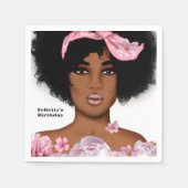 Afrikanisch-Amerikanische Lady Birthday Serviette (Vorderseite)