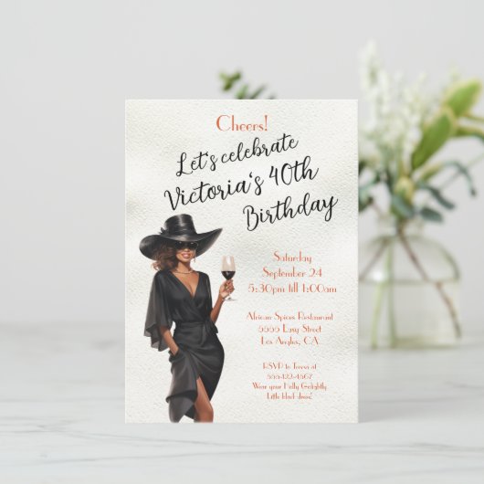 Afrikanisch-Amerikanische LBD Geburtstag Einladung (Stehend Vorderseite)