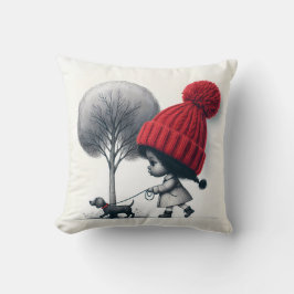 Afrikanisch-amerikanische Mädchen, die ihren Hund  Kissen