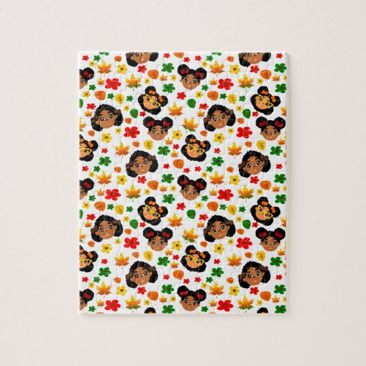 Afrikanisch-amerikanische Mädchen fallen Herbstrüc Puzzle (Vertikal)