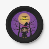 Afrikanisch-amerikanische Mädchen in Hexenkostüm H Pappteller (Vorderseite)