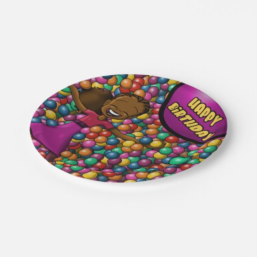 Afrikanisch-Amerikanische Mädchen zum Geburtstag Pappteller (Schrägansicht)