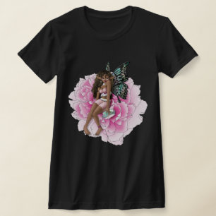 Afrikanisch-Amerikanische Märchen auf rosa Blume T-Shirt